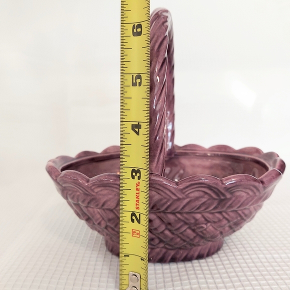 Vintage Provincial Stoneware Basket Purple Weave Pattern Spring Floral Candy - Picture 9 of 9